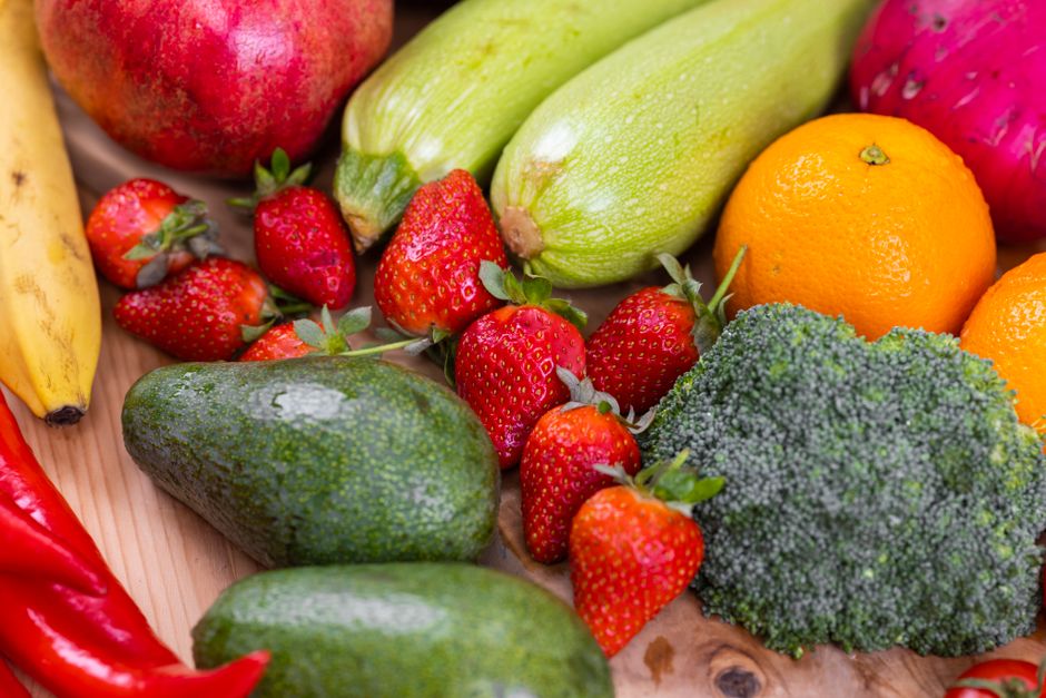 fresh vegetables and fruits on table