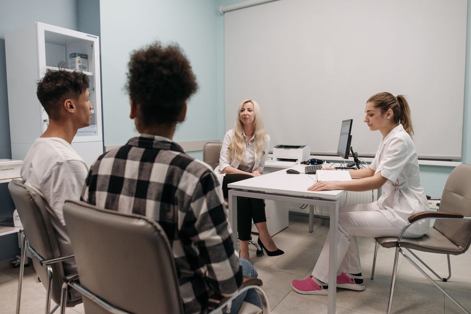 senior couple at doctor clinic