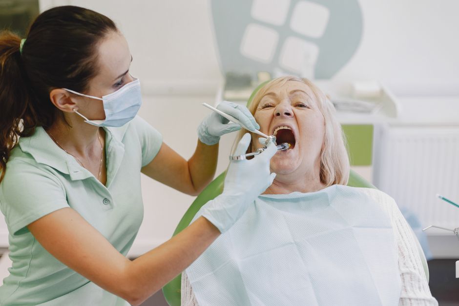 senior person dental checkup