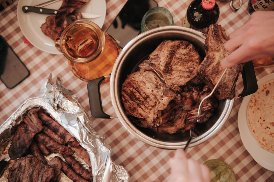 beer and red meat barbecue