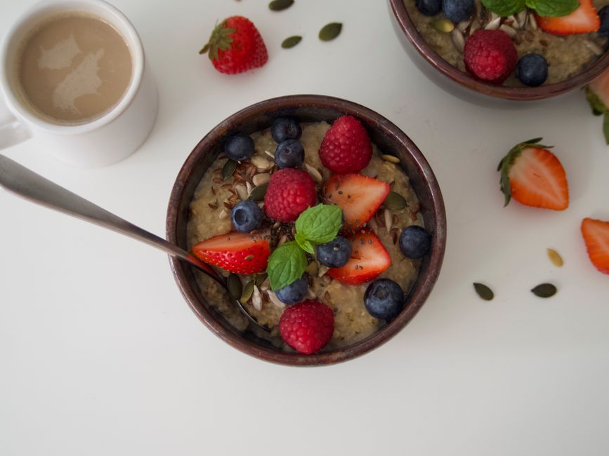 bowl of oatmeal with berries