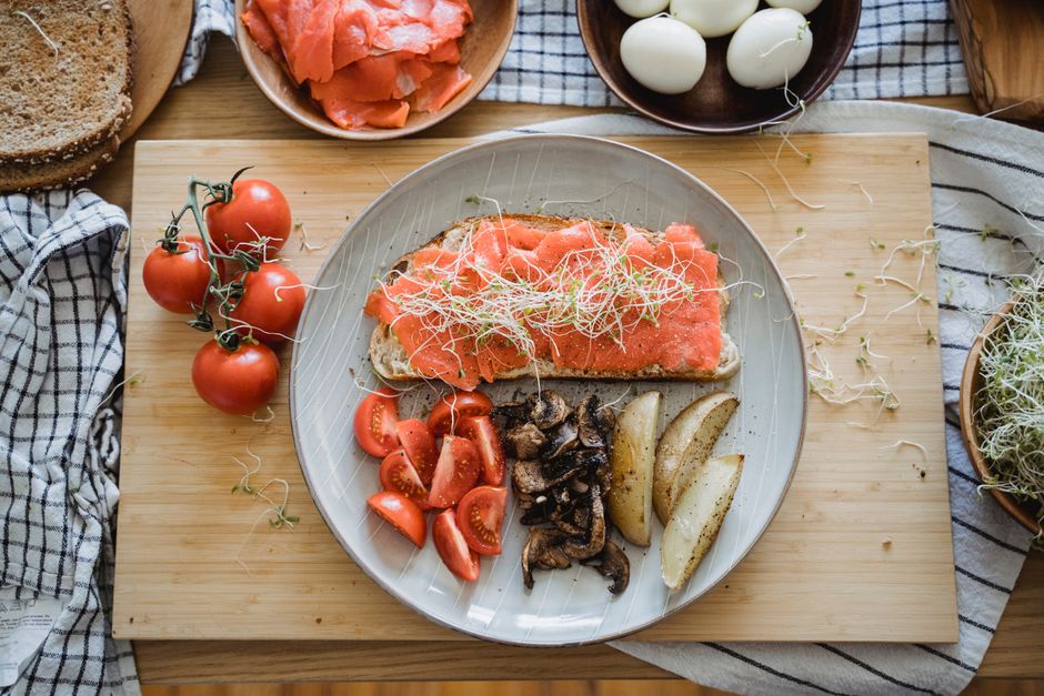 salmon eggs mushrooms healthy food