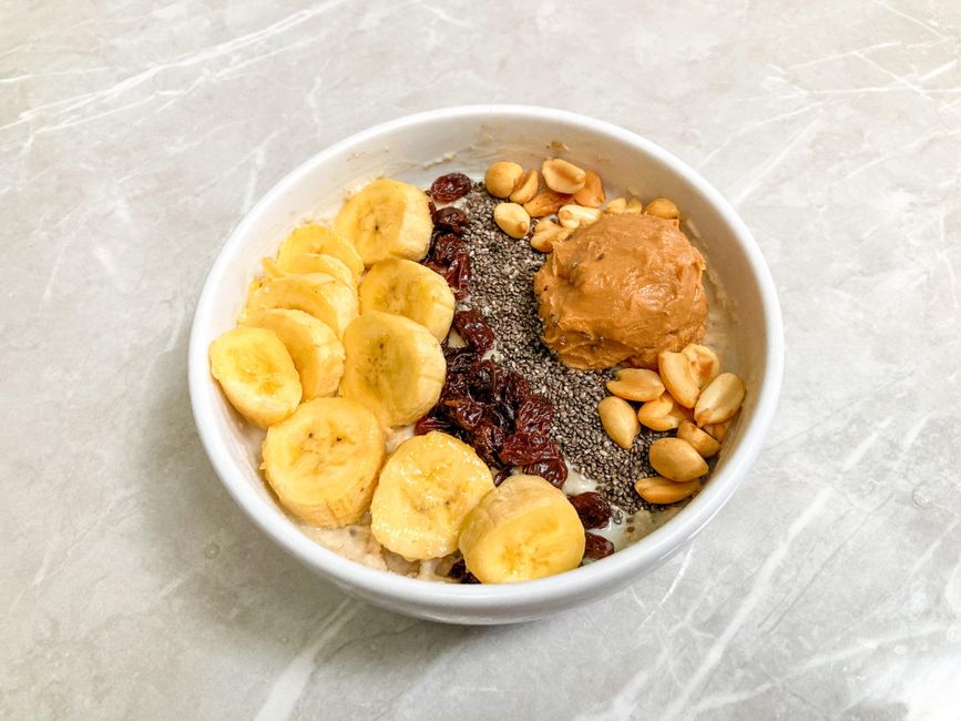 healthy food banana oatmeal tofu