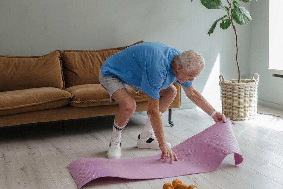 elderly korean stretching morning