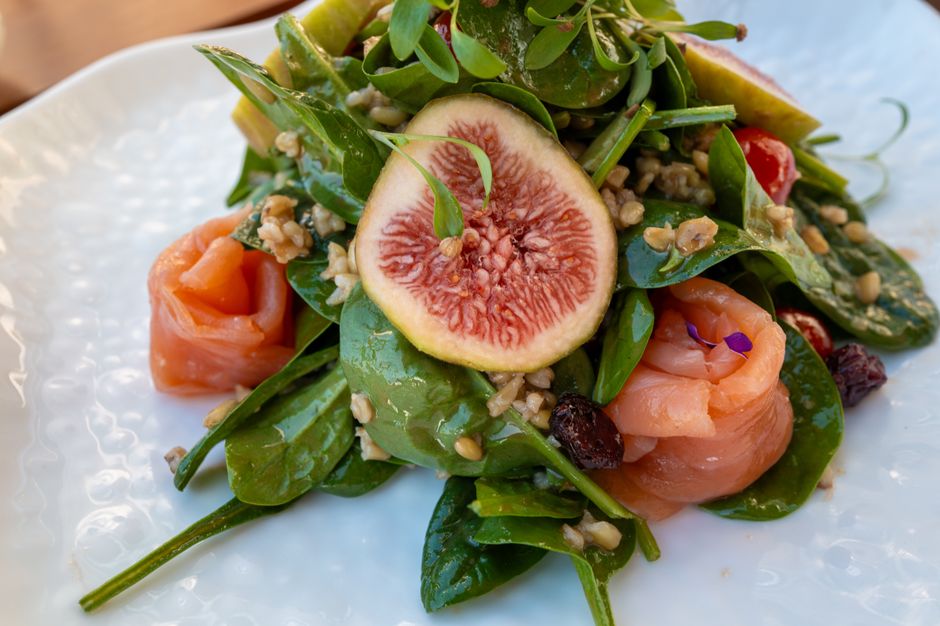 leafy green vegetables salmon nuts