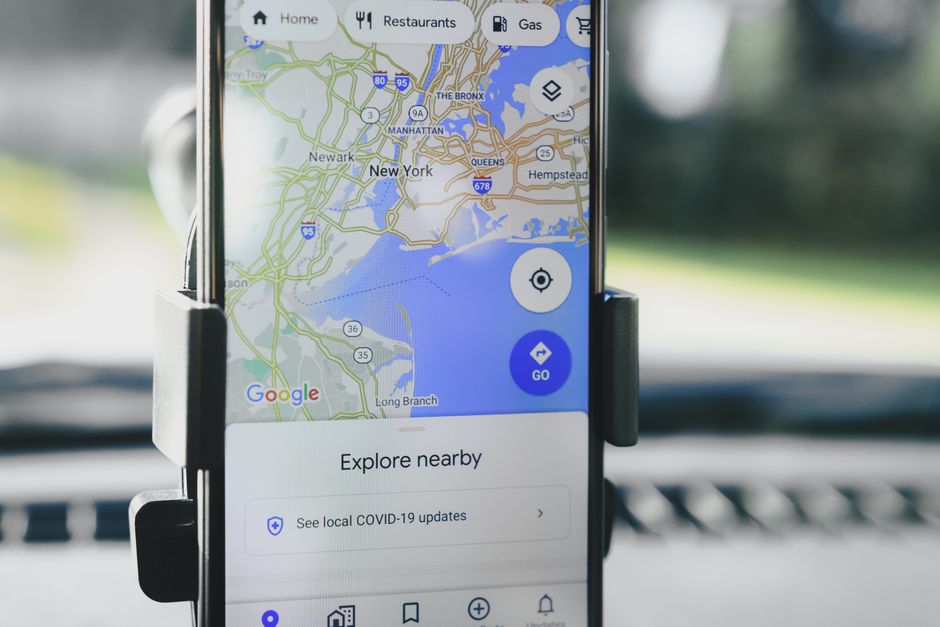 smartphone map app showing nearby pharmacy locations