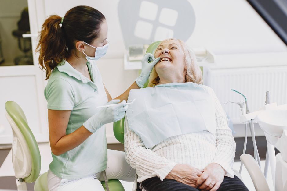 senior dental checkup smiling
