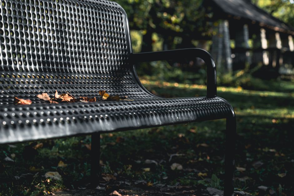 shaded rest area park bench