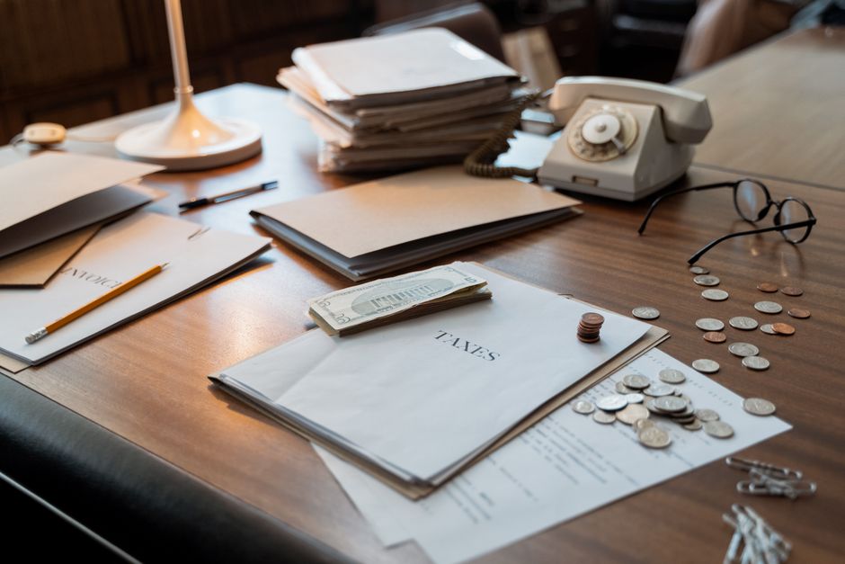 tax filing documents desk