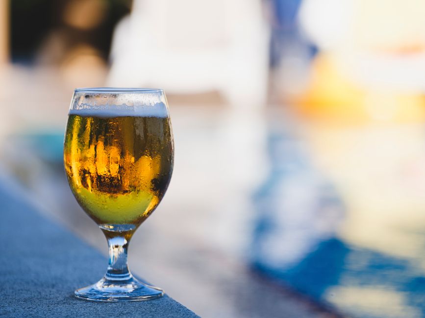 cold beer glass in summer