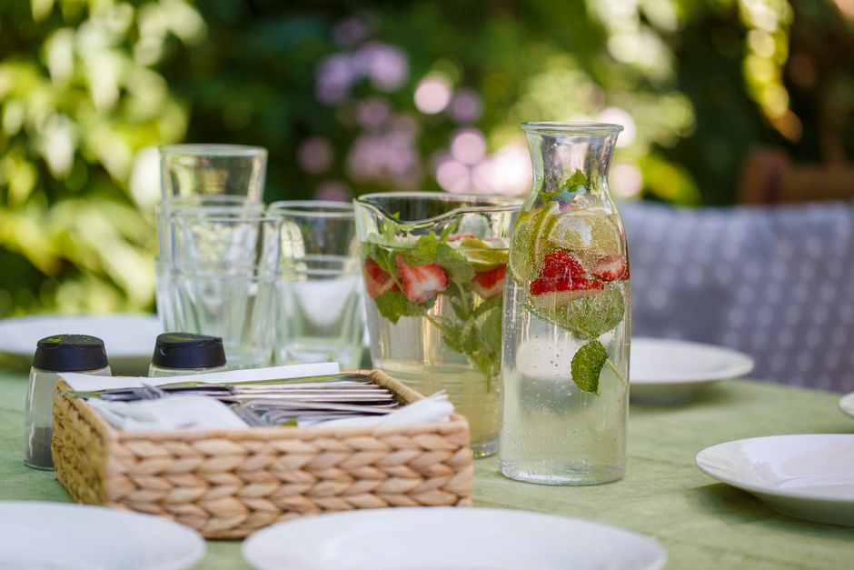glass of water summer table