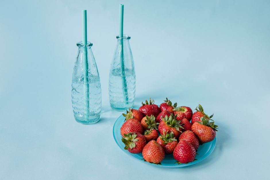 healthy water bottle with fruit