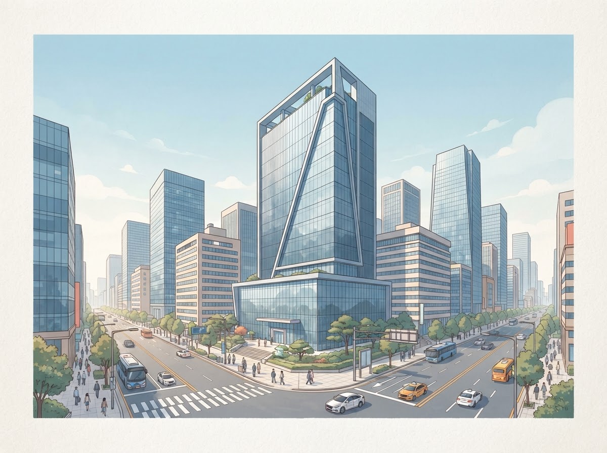 korean bank building financial district