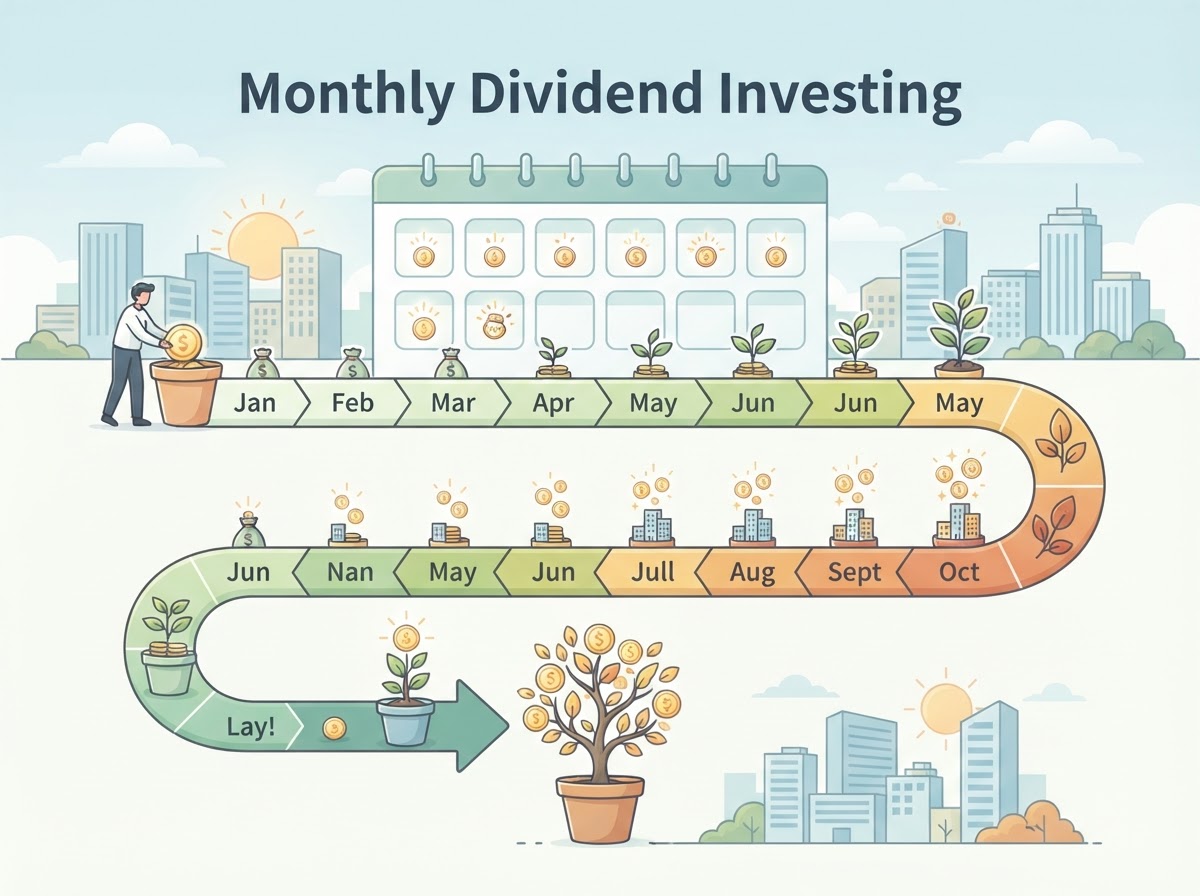 monthly dividend investing concept