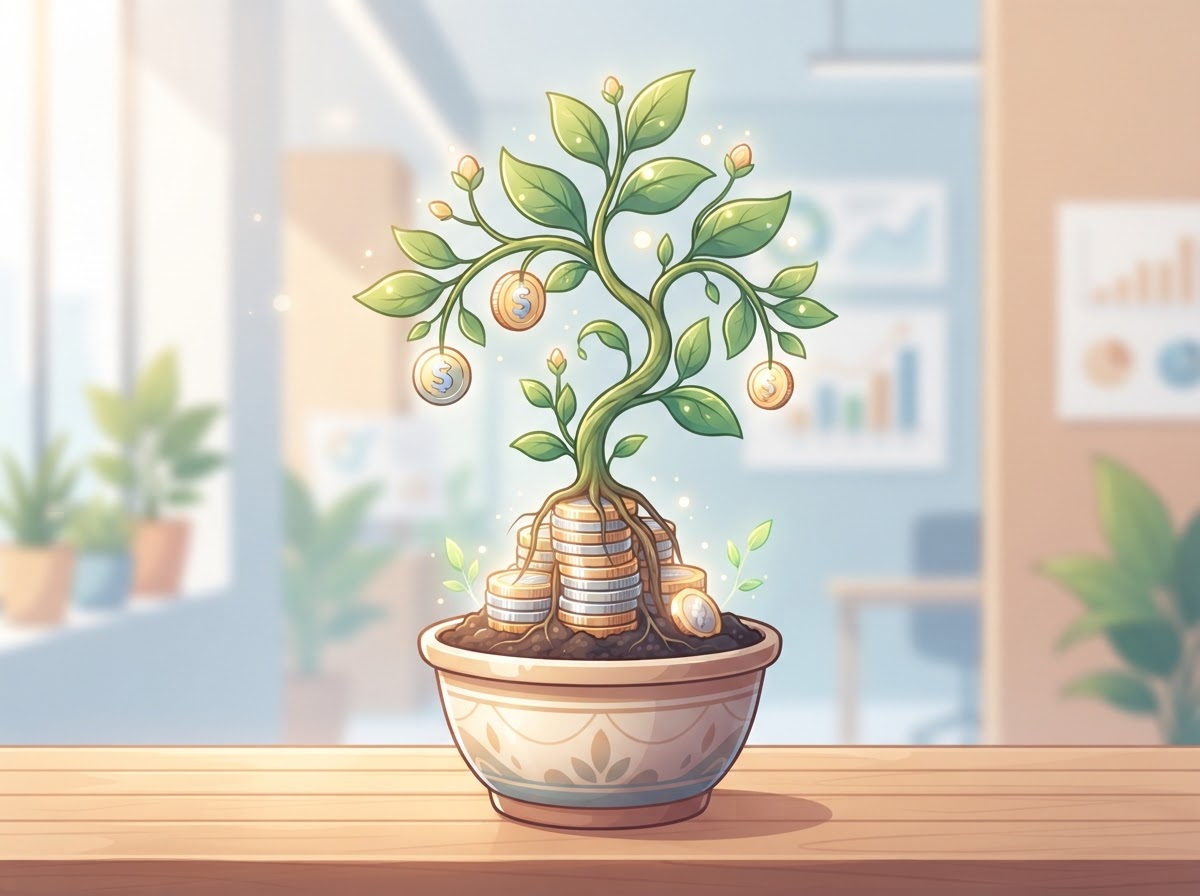 coins growing plant finance concept