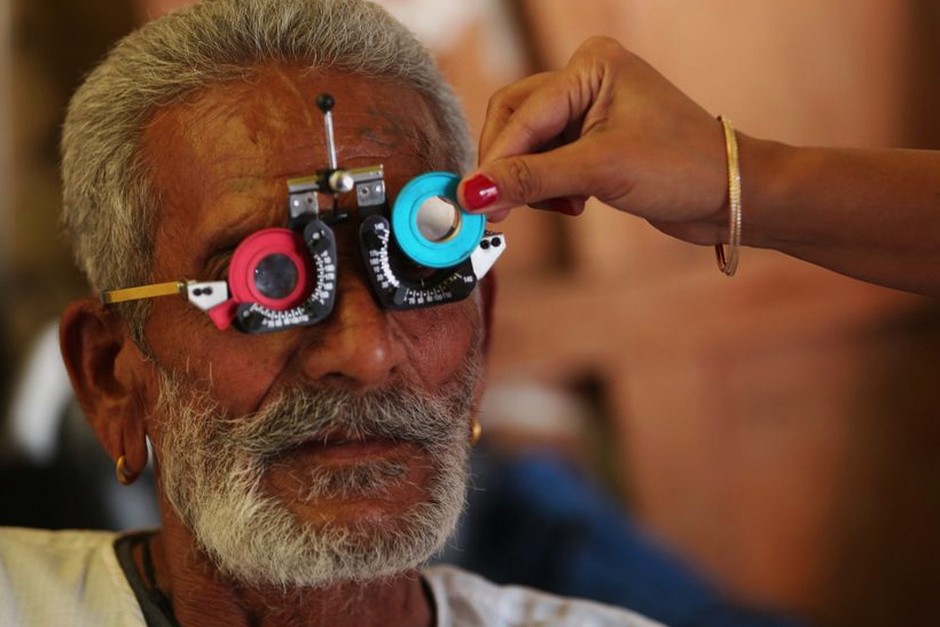 elderly person eye examination