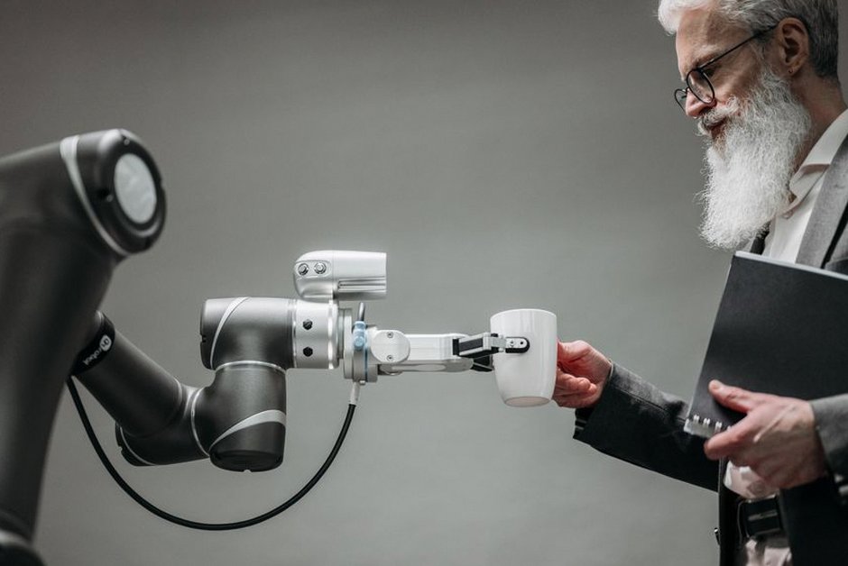 elderly person walking with wearable robotic exoskeleton