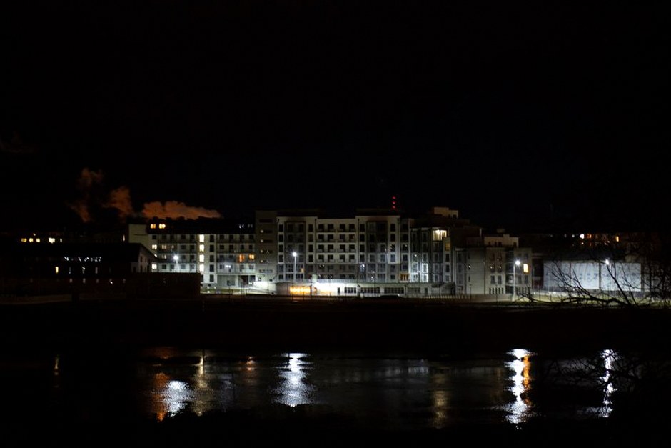 quiet apartment building night