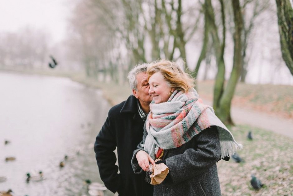 senior couple walking outdoors park