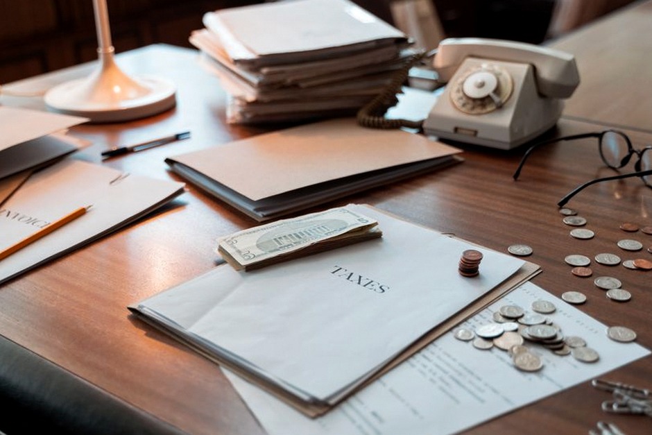 tax documents and money