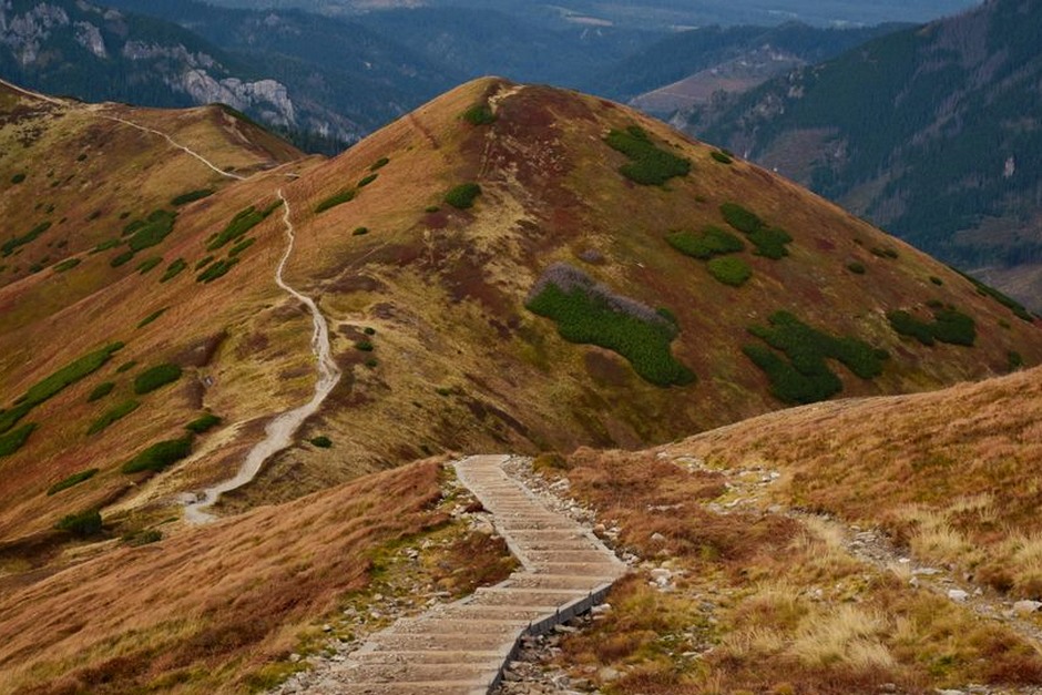 mountain trail autumn hiking path