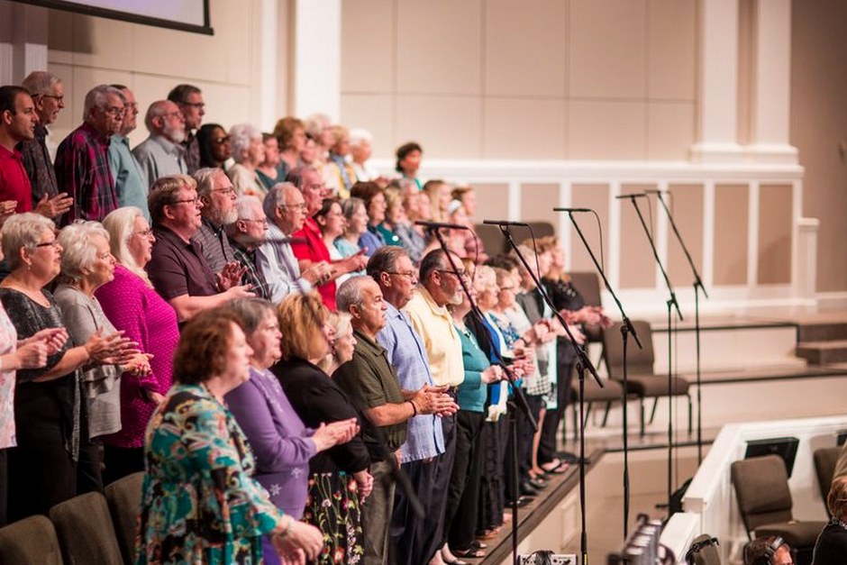 korean senior choir singing together
