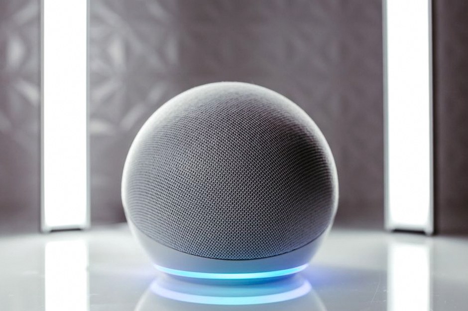 senior person controlling home lighting voice command