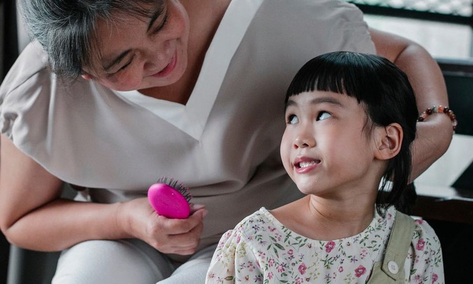 korean family caring for elderly parent home