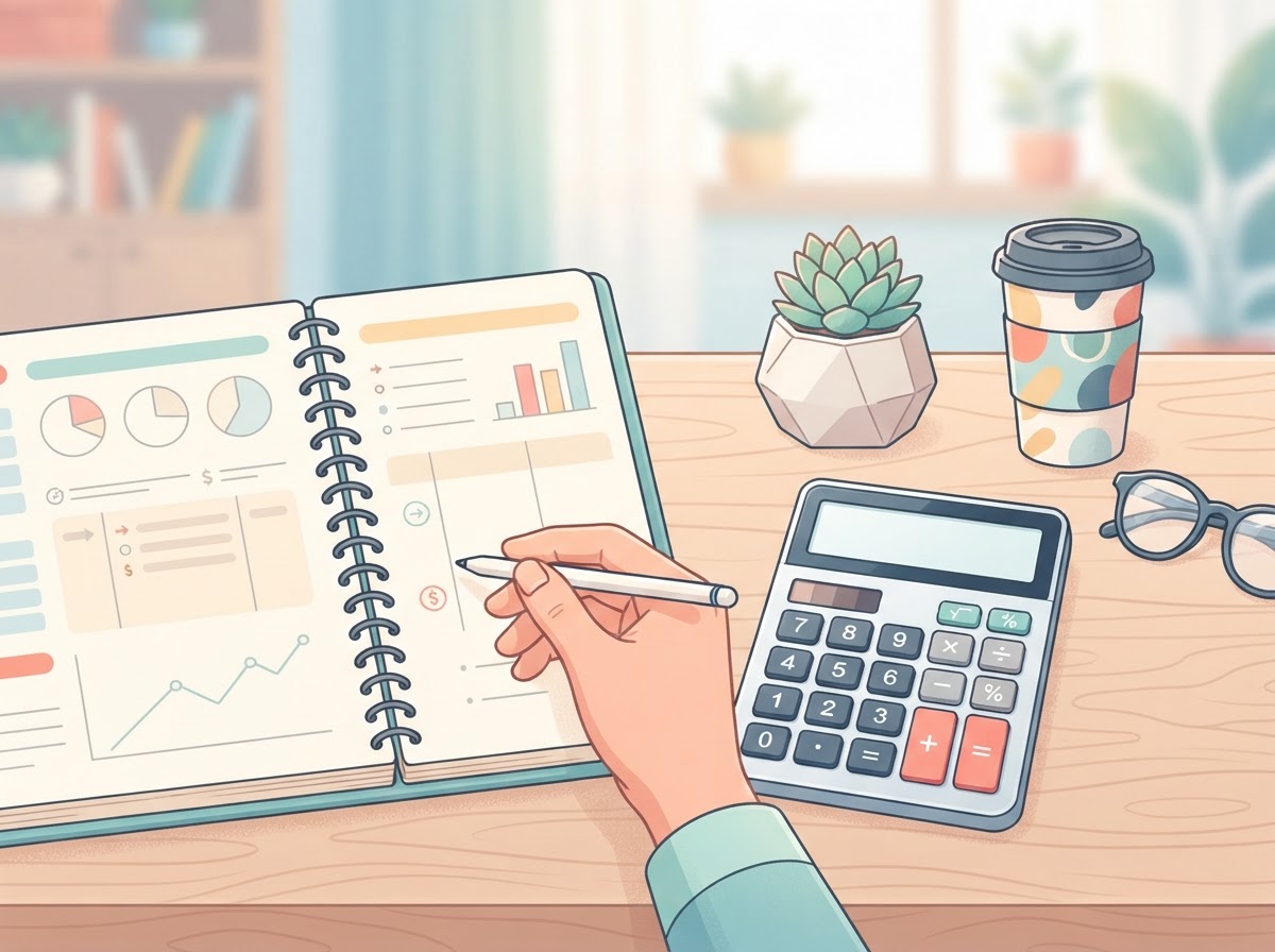 financial planning notebook calculator