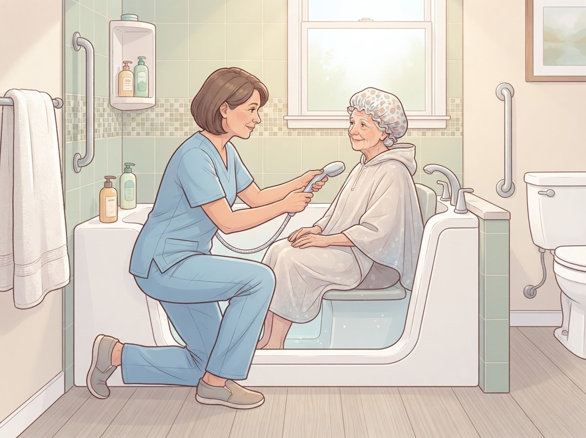 home care caregiver elderly bathing assistance