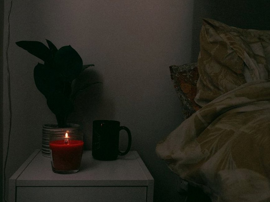 cozy dark bedroom night sleep