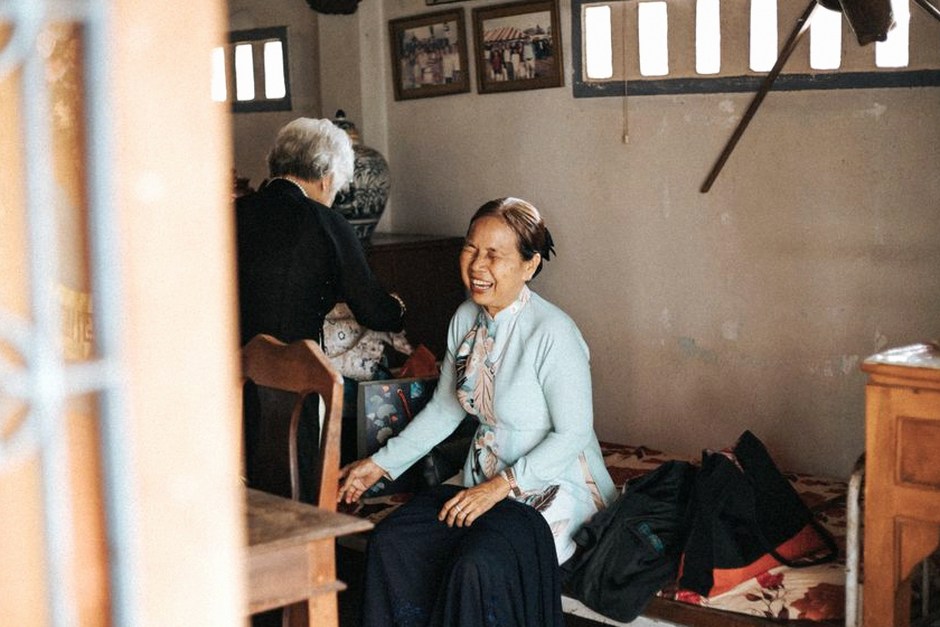 elderly korean woman smiling home