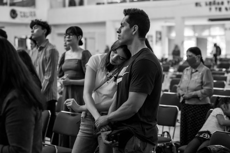 elderly korean couple concert hall audience