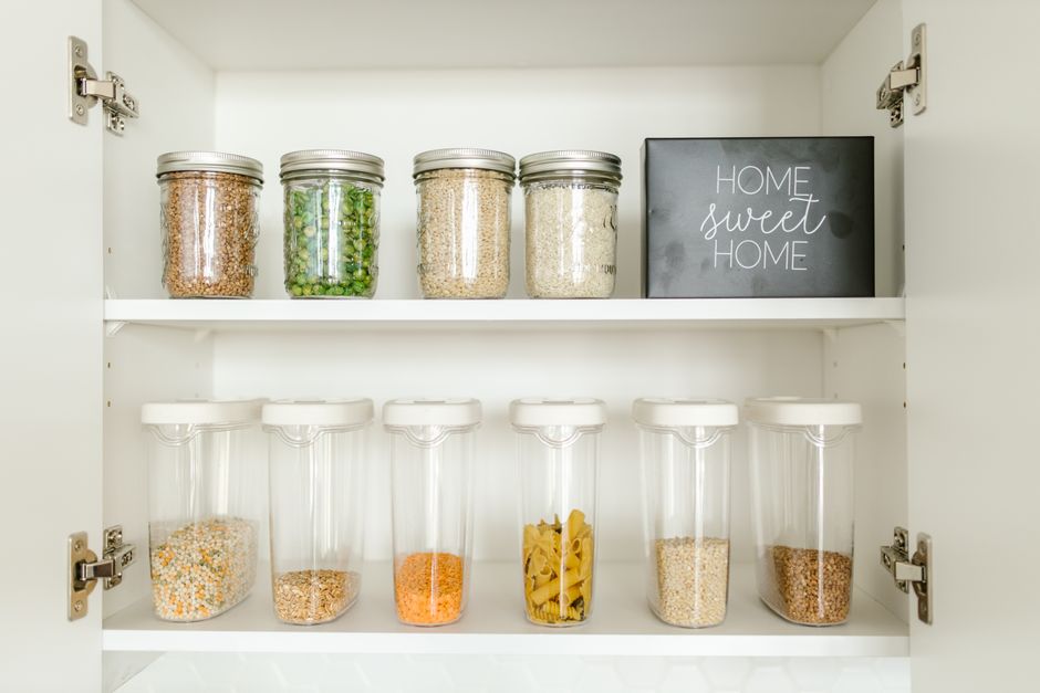 organized refrigerator with labeled food containers
