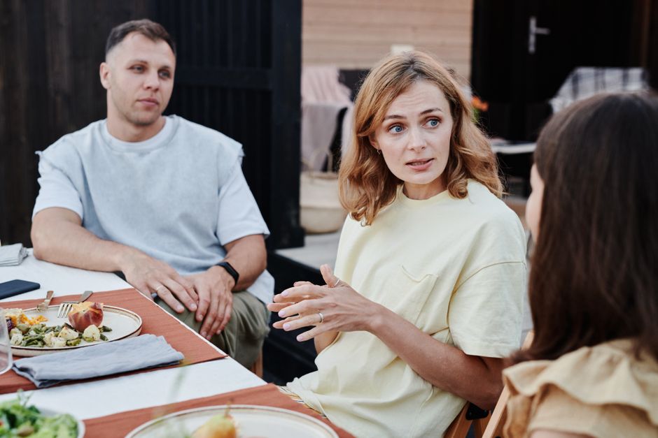 family conversation dinner table