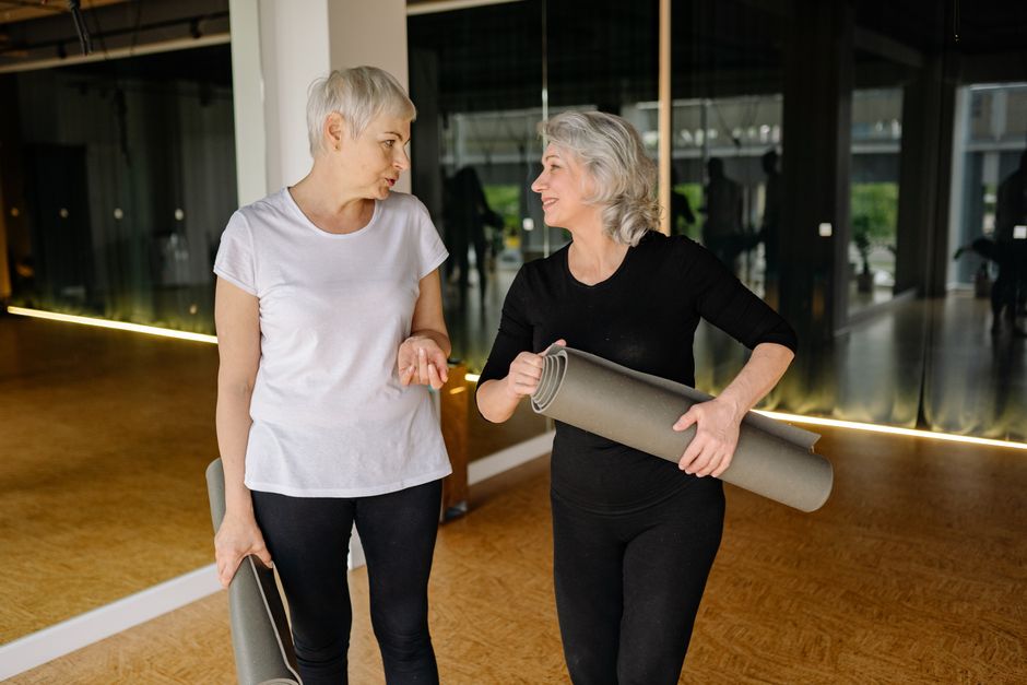 senior yoga class community room