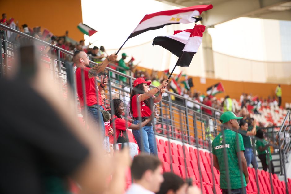 soccer stadium fans with flags