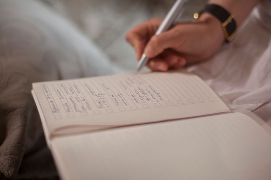 writing shopping list notebook