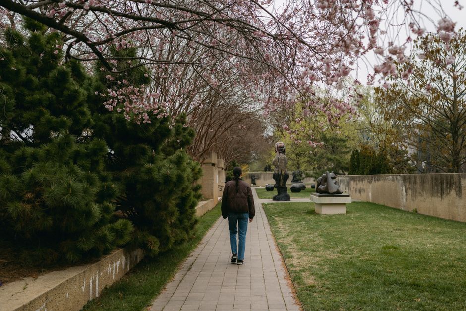 person walking outdoors park path