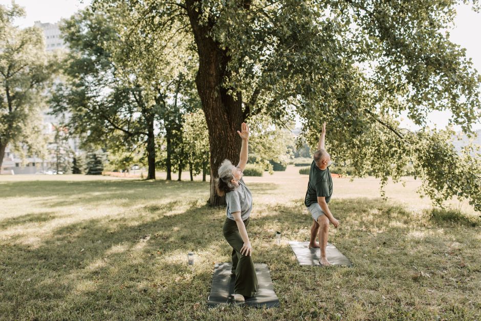 senior citizens walking park exercise