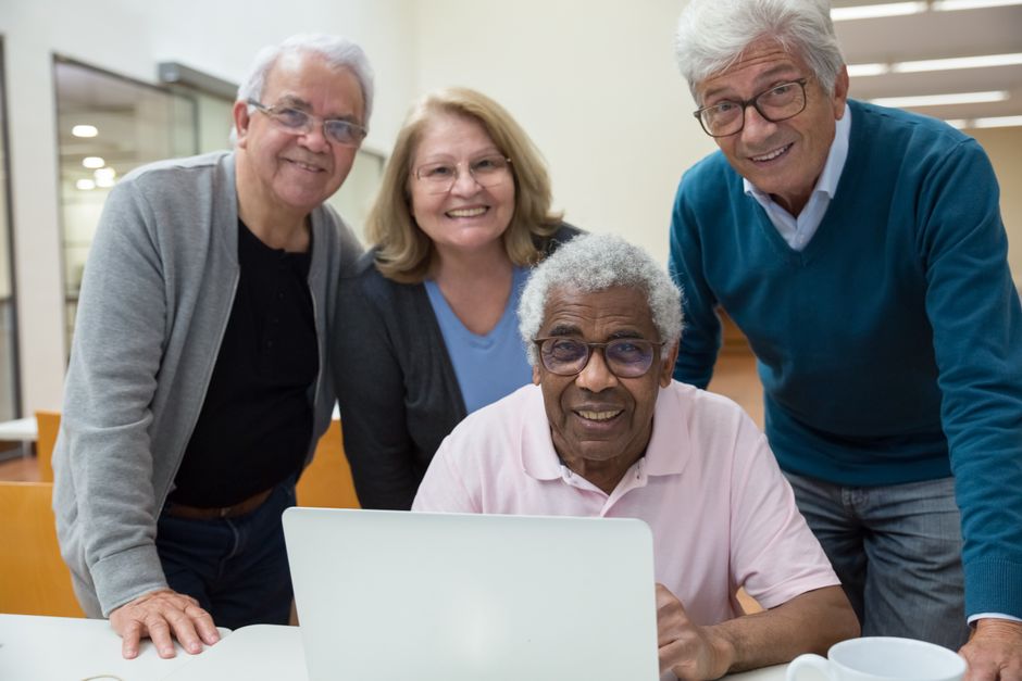 senior community group activity smiling